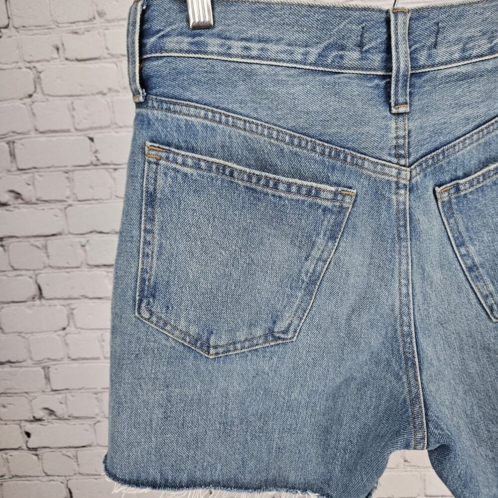 Madewell Blue Relaxed Mid-Length Denim Shorts High Rise Raw Hem 25 (29x5) - Picture 7 of 11